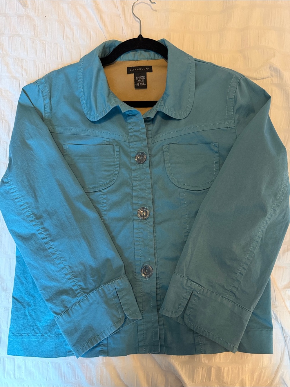 Rafaella Teal Cropped Button-Front Women's Jacket